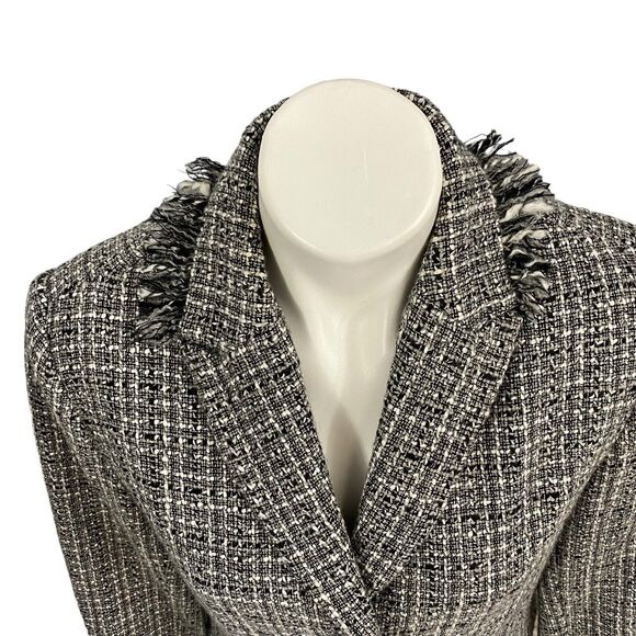 Apostrophe Blazer Womens PS Gray Black Tweed Work Office Casual Jacket Old Money - Picture 4 of 15